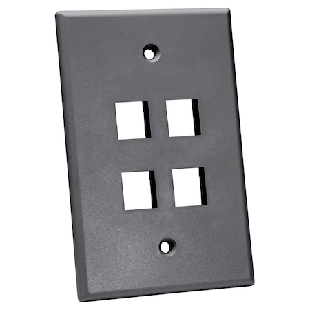 Quest Technology International Oversized Keystone Wall Plate, Single-Gang - 4 Ports, Gray NFP-5040